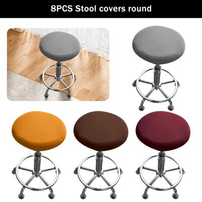 8Pcs Round Bar Stool Covers Elastic Polyester Swivel Seat Chair Cover Edge High Stretchy Stool Circle Stool Protector Cover