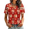 Women's Casual Christmas Printed Short Sleeve T-Shirt for Holiday and Everyday Wear