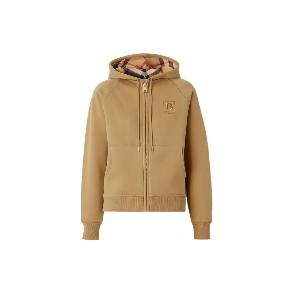 Burberry Women's Letter Graphic Cotton Blend Zip Hoodie Honey 80615551
