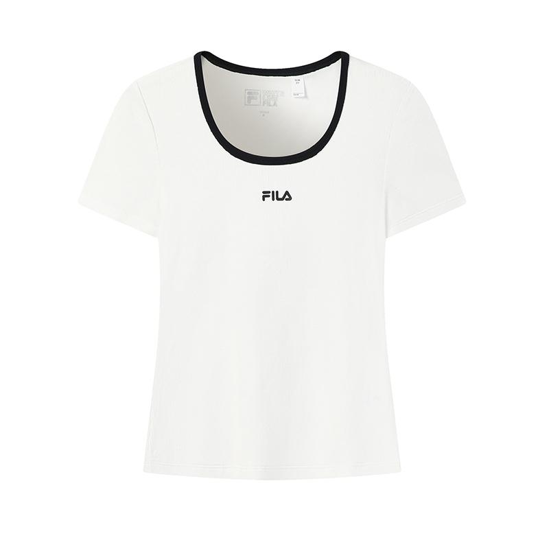 FILA Original Simple Classic Retro Sports Casual Comfortable Slim Fit Short Sleeve T-Shirt Women tops F61W629107FWT S