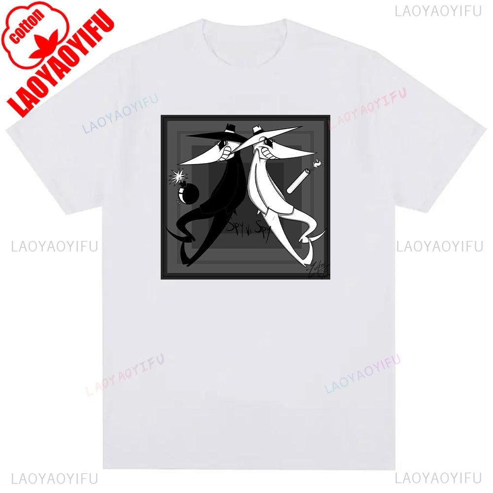 Spy Vs Spy Unisexs T Shirt Summer Cotton Crew Neck Humorous Retro 80s Cartoon Graphic Print Funny Vintage Inspired Fashion Tee