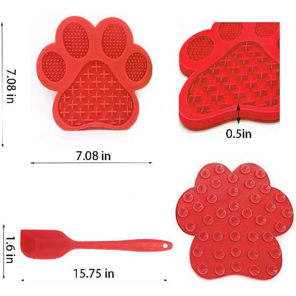 Dog Licking Mat for Anxiety Peanut Butter Slow Feeder Bowls Licking Pad with Strong Suction to Wall for Pet Bathing,Grooming,and Dog Training (Red)