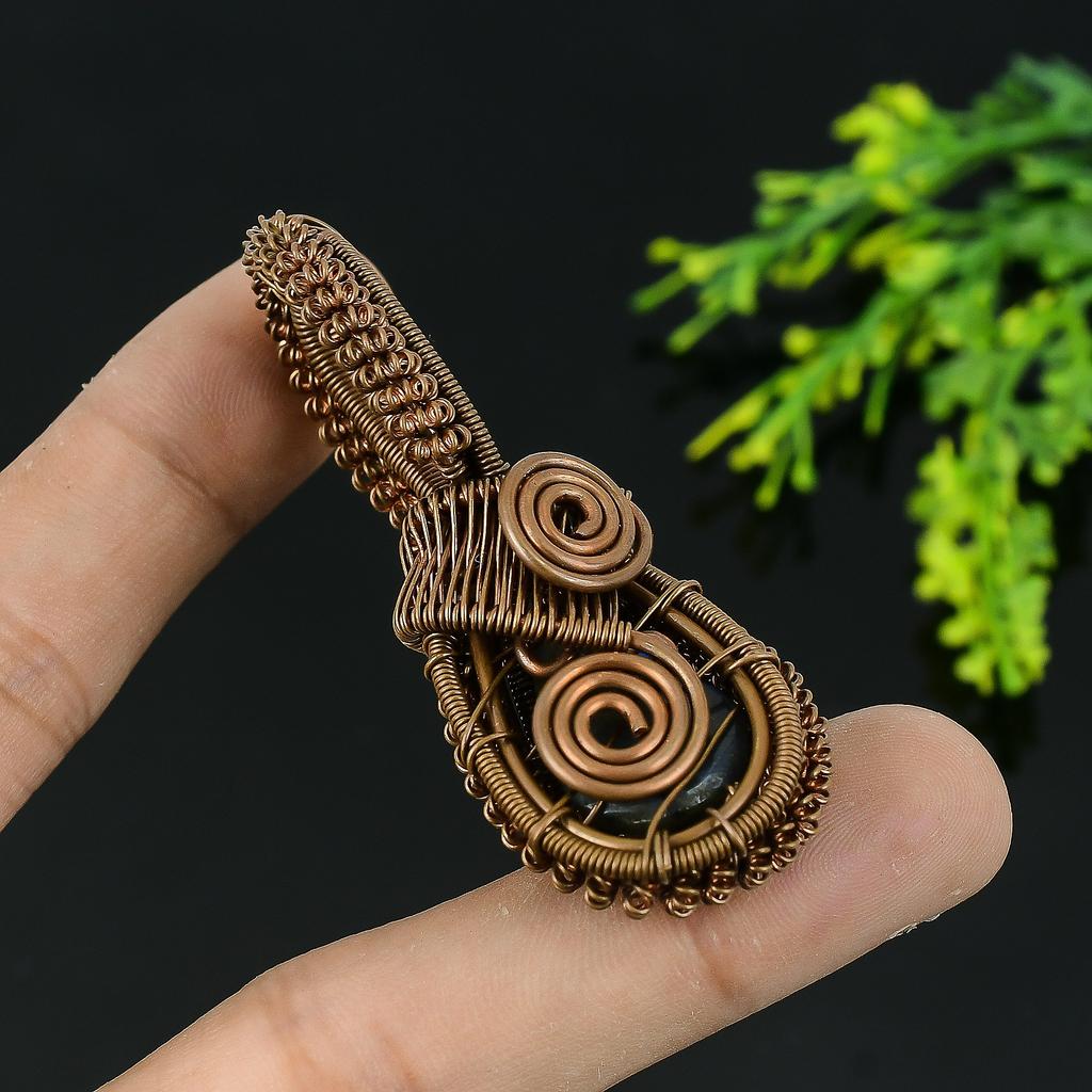 Natürlicher Labradorit Edelstein Handgemacht KupferDraht Wickel Geschenk Anhänger 2,5 C1n74