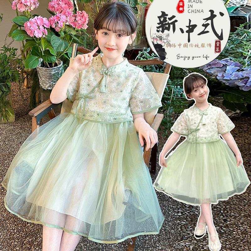 Girls' dress summer dress 2026 new style children's western-style Chinese style dress, girls' fashionable Chinese cheongsam princess dress