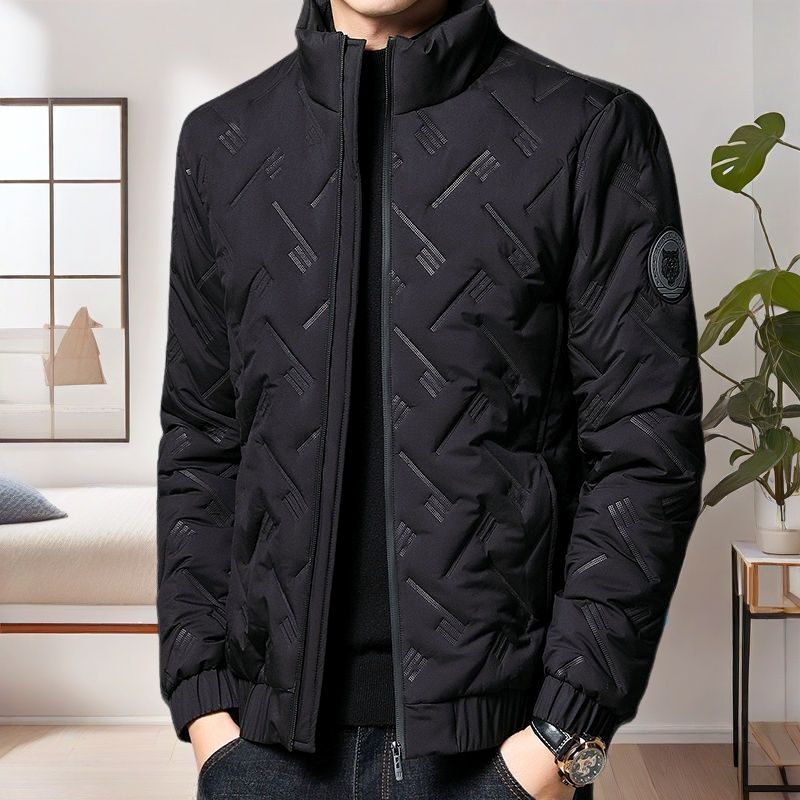 

Зимняя куртка с хлопковой подкладкой, мужская новая, воротник-стойка, легкая куртка с хлопковой подкладкой, пальто среднего возраста высокого класса, теплая куртка с хлопковой подкладкой больших размеров 5XL чёрный