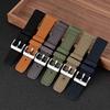 Nylonowy Pasek do Zegarka Szczotkowana Klamra Quick Silver Wymienny Pasek [BISONSTRAP] Pasek, Płótno, Klamra, Zwalniacz, 20mm, Khaki,