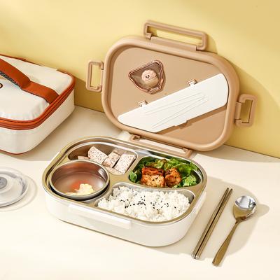 Κουτί φαγητού Bento 1200ml 304 από ανοξείδωτο ατσάλι με μπολ σούπας Φορητό σφραγισμένο δοχείο φαγητού 4 θέσεων Δοχείο γεύματος