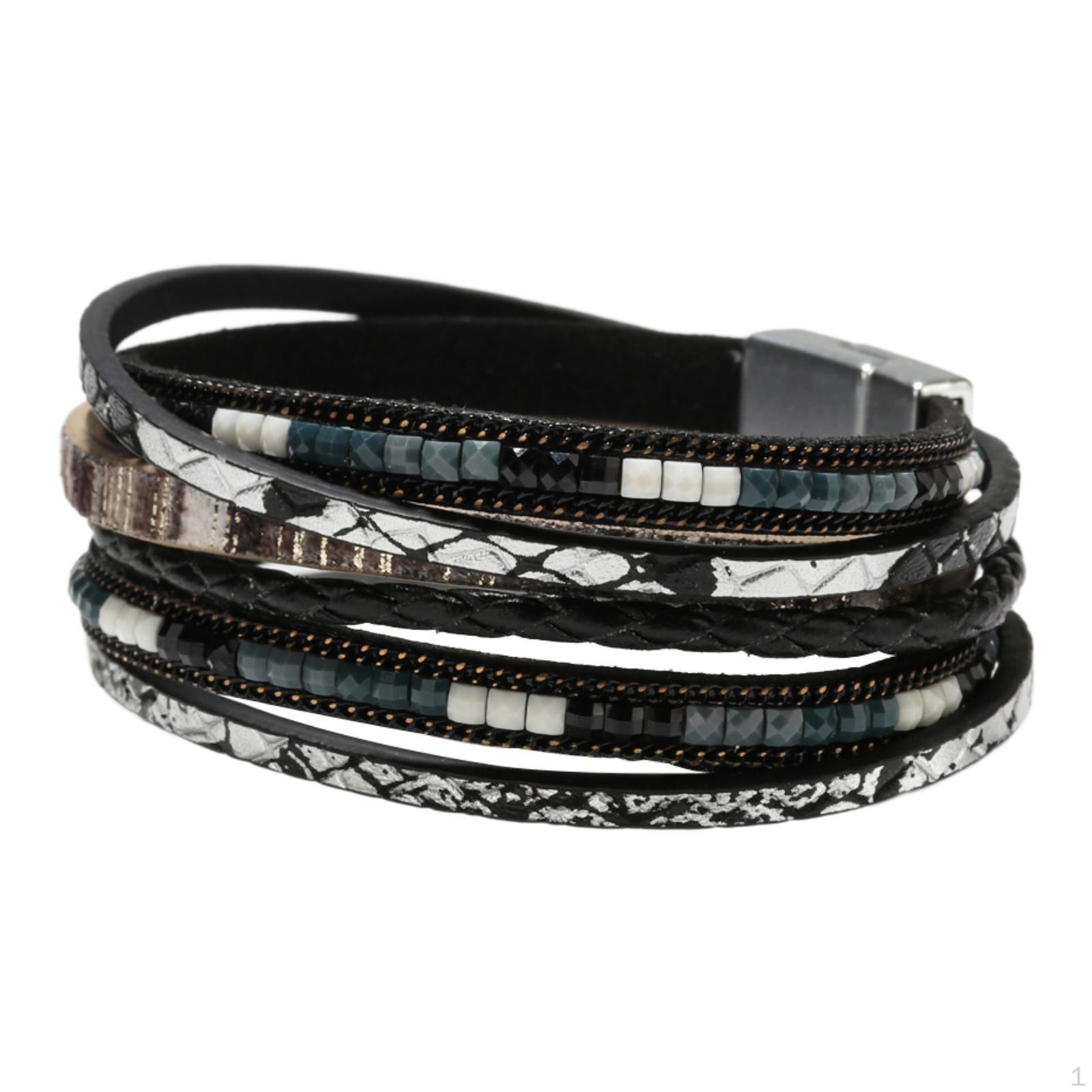 Браслет Конверт Bohy Boho Подарок на день рождения Сделано вручную Украшение Креативный Многослойный чёрный