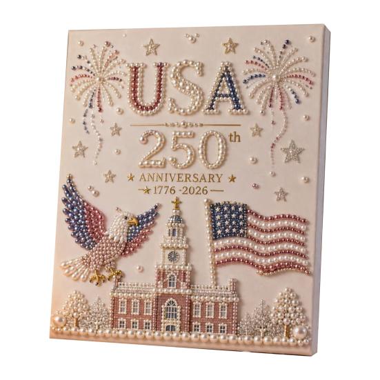 250th Anniversary Pearl Painting Kit, USA Anniversary DIY Pearl Art Set, Patriotic Bead Painting Craft Kit for Beginners Adults