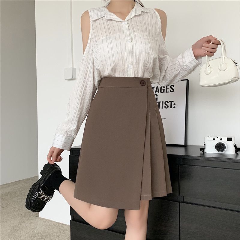 Elegant Pleated Skirt for Women's Formal Occasions High Waist A Line Skirts