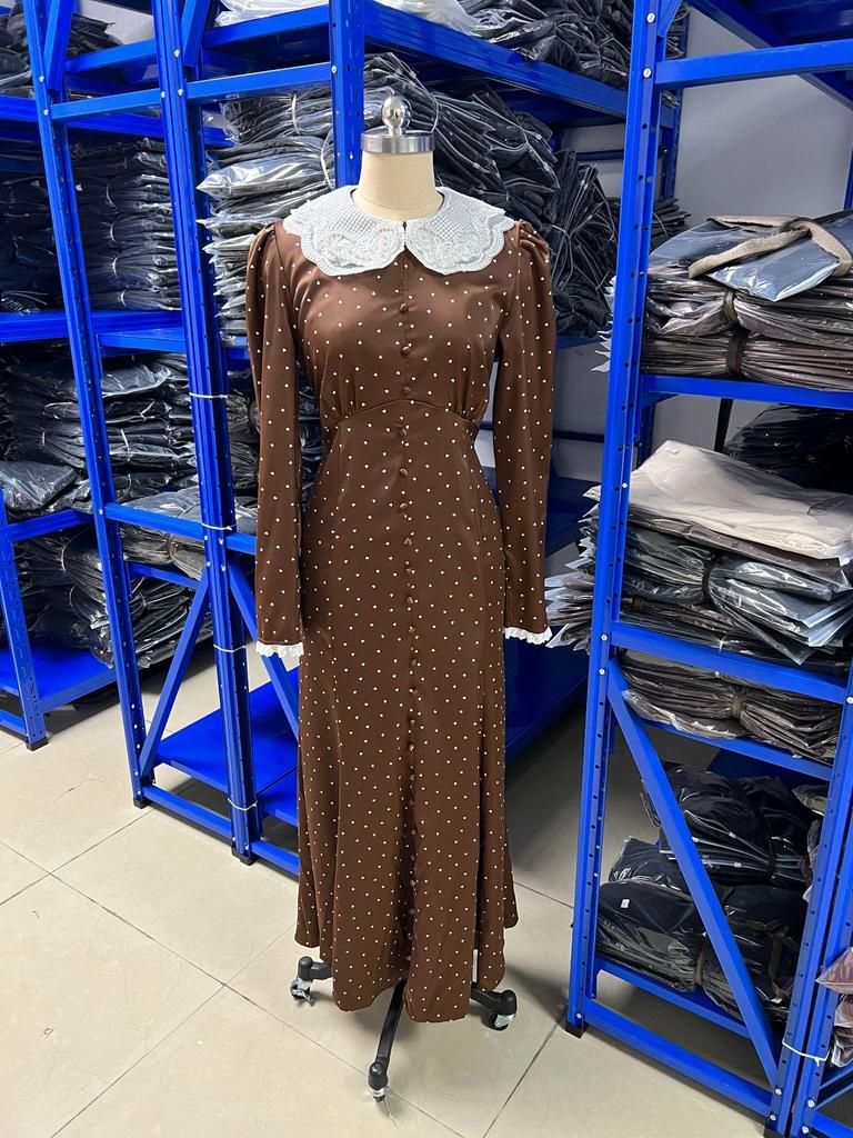 2026 European-American Lapel Print Long Sleeve Slimming Bodycon Dress