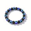European American Hot Blue Evil Eye Bracelet Shiny Black Stone Handmade Beaded Bracelet Fashion Personality Wrist Jewelry