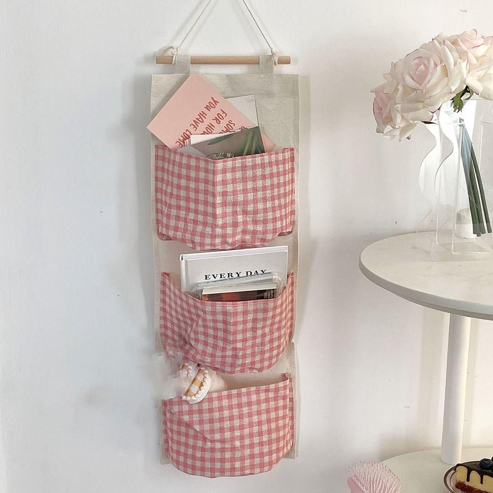 Fashion Plaid Pattern Hanging Bag Large Capacity Multifunctional Storage Bag Ventilate Waterproof Storage Condition Bags