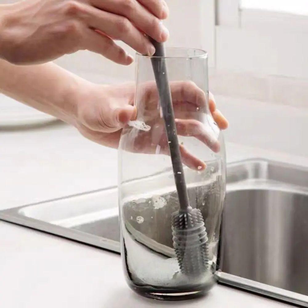 Heat-Resistant Bottle Cleaning Tool Long Handle Glass Cup Cleaner Silicone Bottle Brush  Home