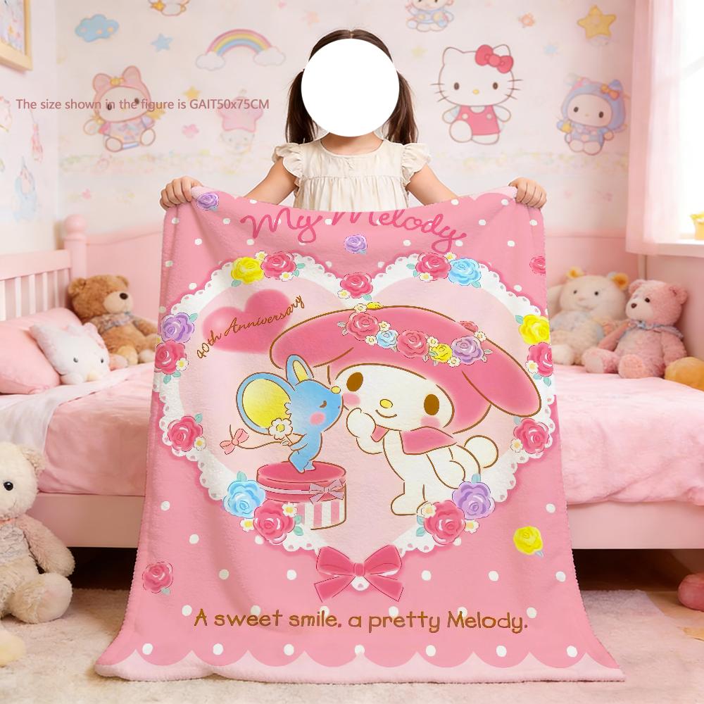 Cute cartoon My M-Melody Blanket For Soft Throw Blanket for Picnic Bed Sofa Home Bedroom Cozy Warm Comfortable