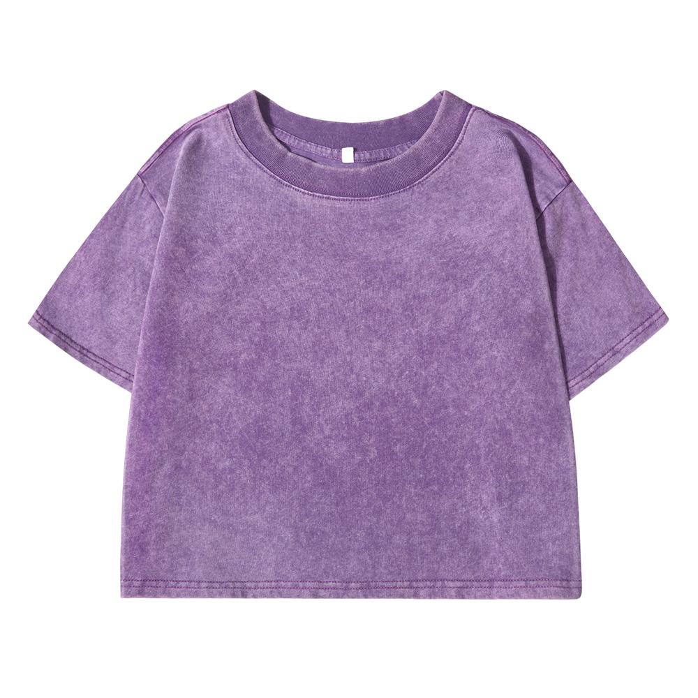 Wash Short Women T Shirt  Cool Summer Breathable Tshirt Street Tees Casual Vintage Distress Midriff-Baring Clothes