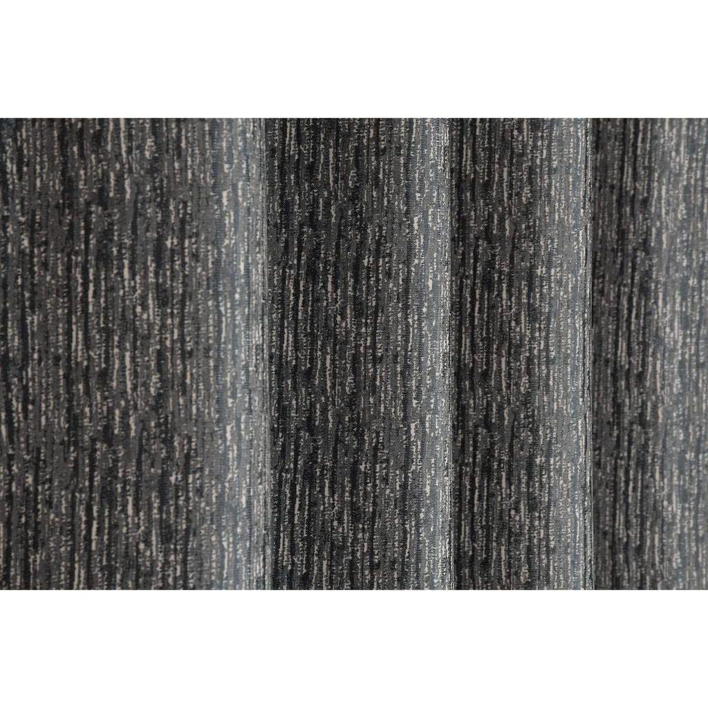 Set of 2 Piece Heavy Quality Polyester Texture Design Black Color Eyelet Window Curtains