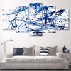 5 peças de arte de parede pintura em tela azul respingos de tinta pôster abstrato decoração moderna para sala de estar estrutura modular para casa