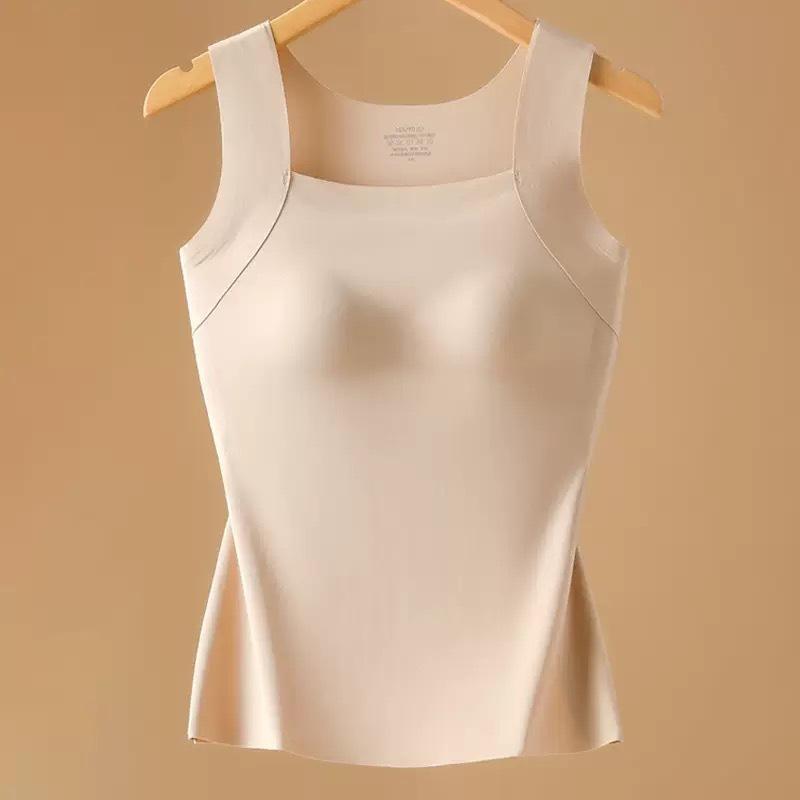 Wide Strap Camis Women Solid Color U Neck Crop Tops Fashion Padded Tube Top Female Sleeveless Camisole