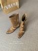 2025 Korean Version of the New Niche Design Retro French Short Boots Small Square Head Western Boots Suede Medium Boots Women's Boots