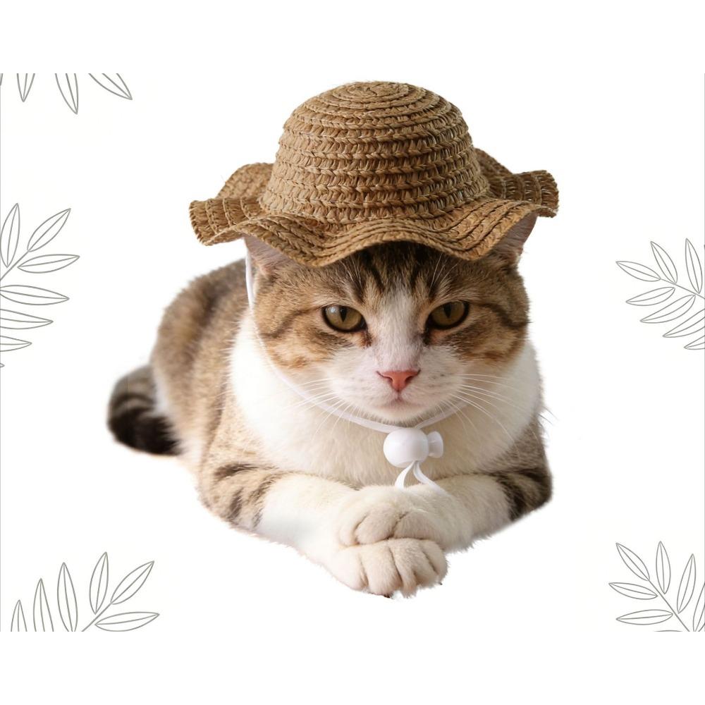 Pet weaving hat cat straw hat cat headgear pet photo jewelry explosive pet supplies