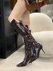 Fashion Eilyken Winter Pointed Toe Women Knee-High Boots Designer Side Zipper Thin High Heels Shoes Sexy Pole Dance Long Booties