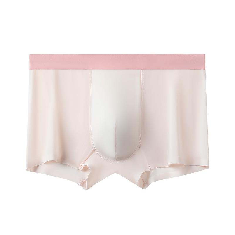 Plus Size Men's Summer Ultra Thin Oyster Vegetable Antibacterial Crotch Ice Silk Non Mark Quick Drying Mid Waist Flat Angle Briefs