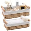 Set Of 2 Storage Basket Wicker Baskets For Organizing With Handle Decorative Storage Bins For Countertop Toilet Paper Storage