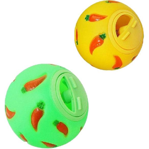 2Pcs Bunny Treat Ball Interactive Dog Toy Cat Slow Feeder Snack Ball Adjustable Throwing Toys Chew Toys Treat Dispensing for Kitty Dog Puppy, Yellow Yellow Green