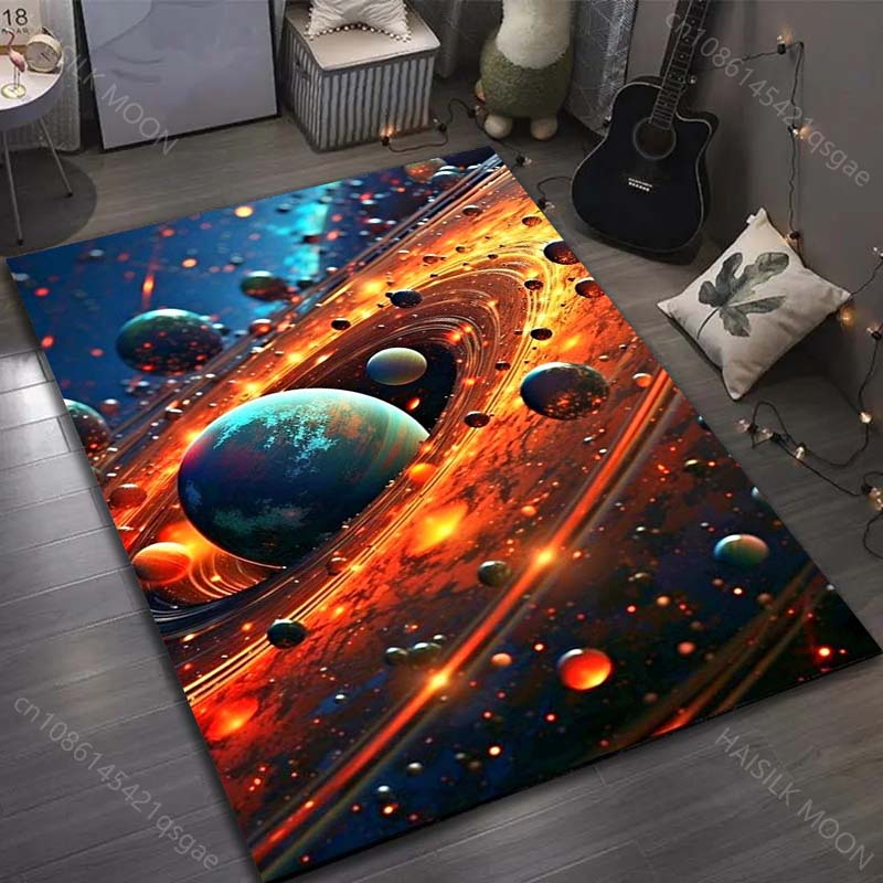 1PC Universe Planet Solar System Print Carpet for Living Room Bedroom Sofa Doormat Decor Area Rug Non-slip Floor Mat for Gifts