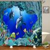 Ocean Shower Curtain Liner,Sea Theme Shower Curtain with 12 Hooks, Washable Dolphin Waterproof Shower Curtain for Bathroom Decor