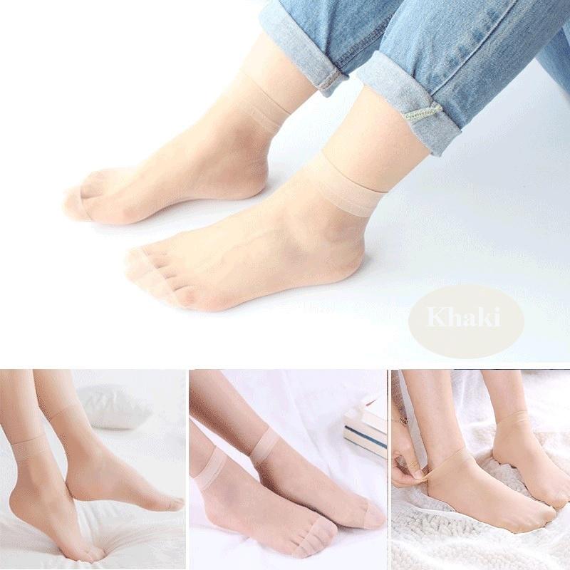 10 paia di calzini sexy elastici setosi trasparenti sottili calze corte calzini casual da donna tinta unita