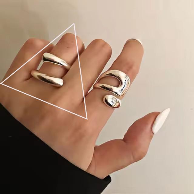 925 Sterling Silver Trend Arched Wide Ring For Female Geometry Punk Design Jewelry Asymmetric Gift Dropshipping