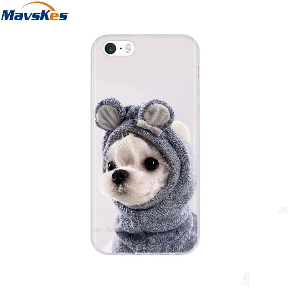 For iPhone 5s SE 5 Case Cover Silicone Soft TPU Cover Print Flower Cute Animal Phone Case For iPhone 6s 6 7 8 Fundas Clear Cases