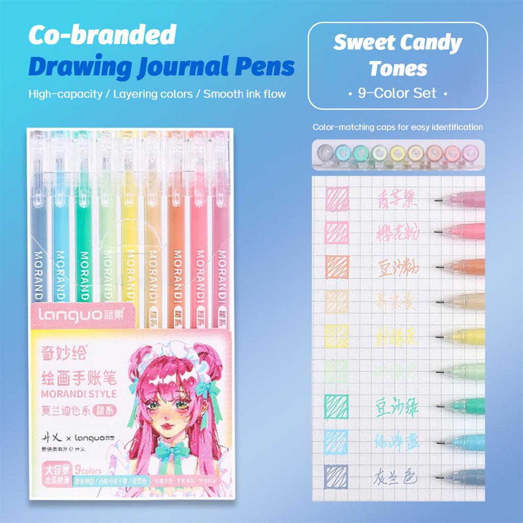 6/9pcs Set Languo Morandi Gel Pens 0.5mm Kawaii Pastel Set for Students Diary Scrapbook Painting & Drawing Pen School Supplies