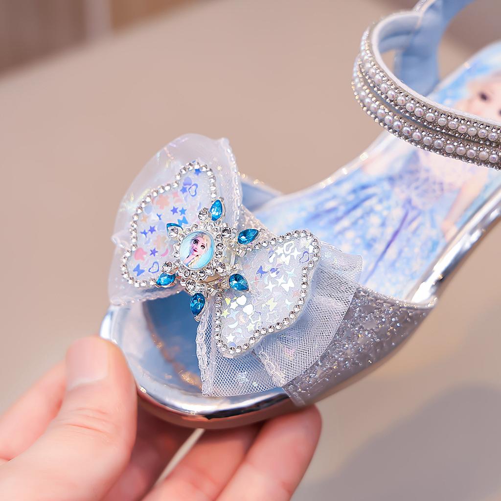 Kids Crystal Sandals for Girls 2025 Summer Non-slip Soft Sole Toddler Princess Shoes with Shiny Rhinestone Bow Elegant Dress-Up