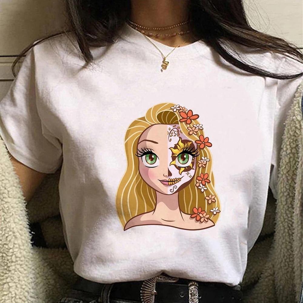 Disney Cartoon Villain Princess Graphic T Shirts Streetwear Y2k Women T-shirts Summer Tops Harajuku Ladies T Shirt White Blouses