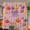Fall Pumpkin Floral Shower Curtain with Thanksgiving Harvest Pattern, Waterproof Heavy Duty Washable Bathroom Decor