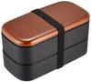 Yamanaka Lacquerware Natural Wood Grain Men's Square Lunch Box, Black & Brown, M17063-4