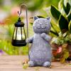 Solar-Katzen-Gartenstatue mit Laterne, wasserdichtes Harz, niedliche Kätzchenfigur, Außenhof-Kunst, dekorativer Weg, Landschafts-Nachtlicht-Ornament
