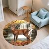 Deer by Waterfall  Round Area Rug,Carpet Rug for Living Room Bedroom Sofa Playroom Decor,Non-slip Floor Mat