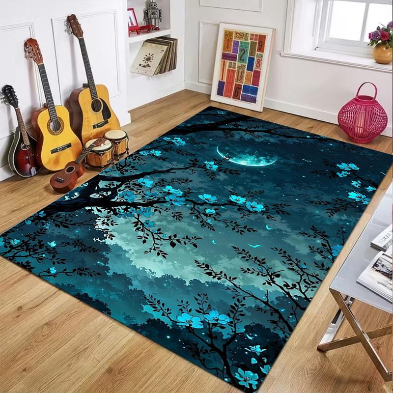 

Enchanted Tree & Moon Area Rug Carpet Mat Collection Non-Slip Soft Easy Clean Large Size for Living Room Bedroom Nature Decor 40X60cm