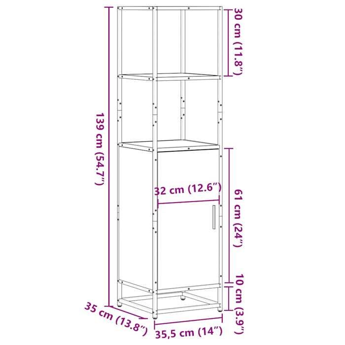 VidaXL Buffet haut chêne sonoma 35,5x35x139 cm bois d'ingénierie métal, armoire latérale, armoire de rangement haute, 849045