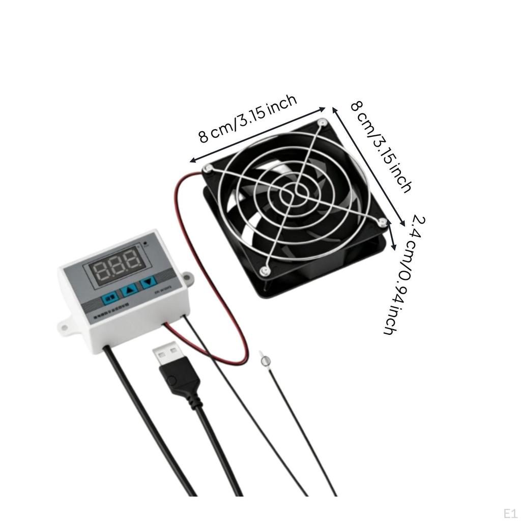 Cabinet Fan Thermostat Set Low Noise Temperature Control High Ventilation Electrical Box