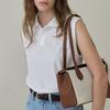 Button Canvas Leather Shoulder Bag