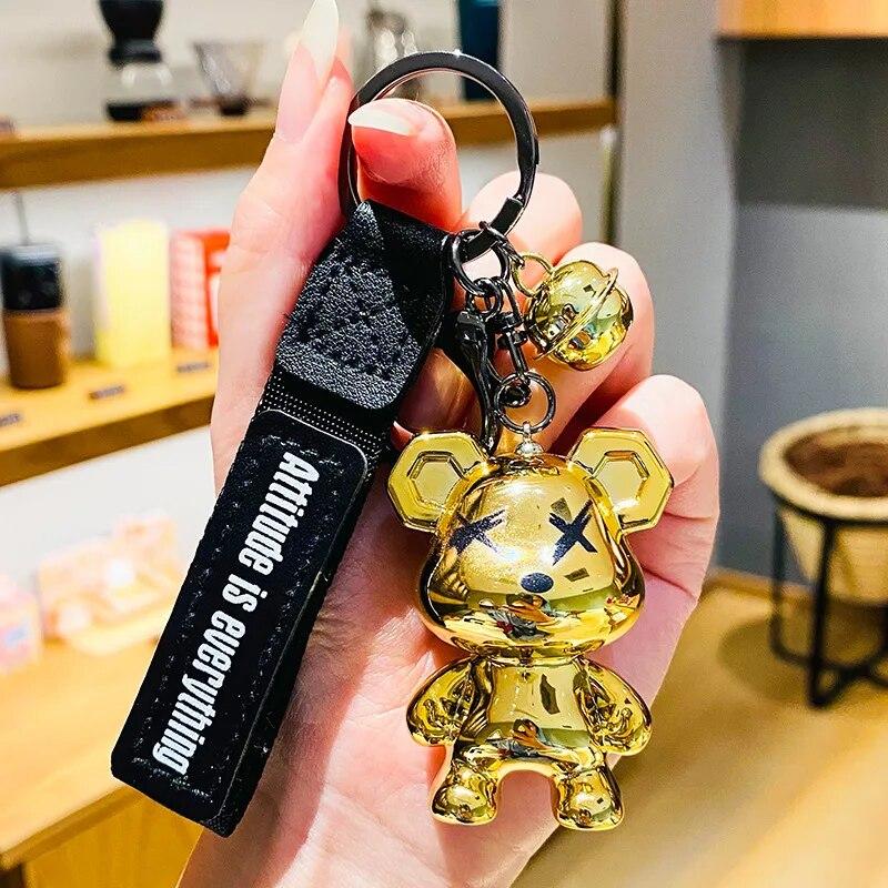 Милый медведь брелок гальванический колокольчик брелок сумка подвеска автомобильный брелок золотой