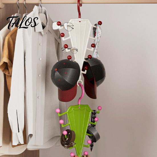 Talos V Shaped Double-Sided Closet Organizer, with 360° Rotating, Space Saving Multi-Layer Vertical Hanger, for Hats Bags Ties Scarves