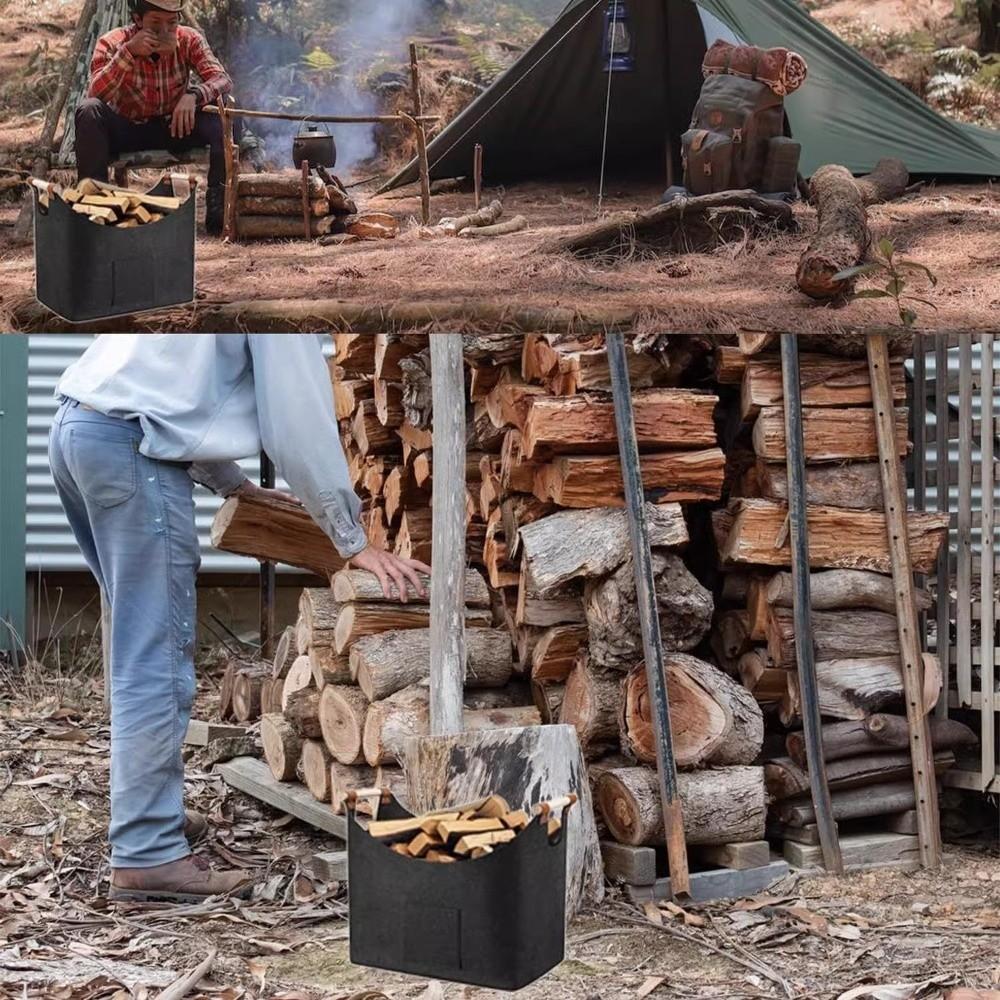 Collapsible Firewood Storage Bin Extra Large Fireplace Wood Bag  Sundries Storage