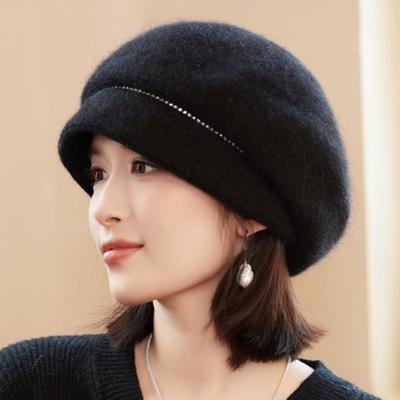 Rabbit Wool Hat Ladies Autumn and Winter In The Elderly Warm Thickened Cold Mother Knitted Beret Cap
