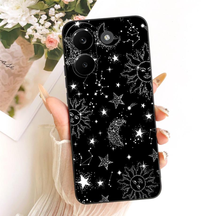 Soft Silicone Funda For Xiaomi Poco X8 Pro Max Redmi Turbo 5 Max Phone Case Vintage Starry Cherry Bow Printed Daisy Bumper
